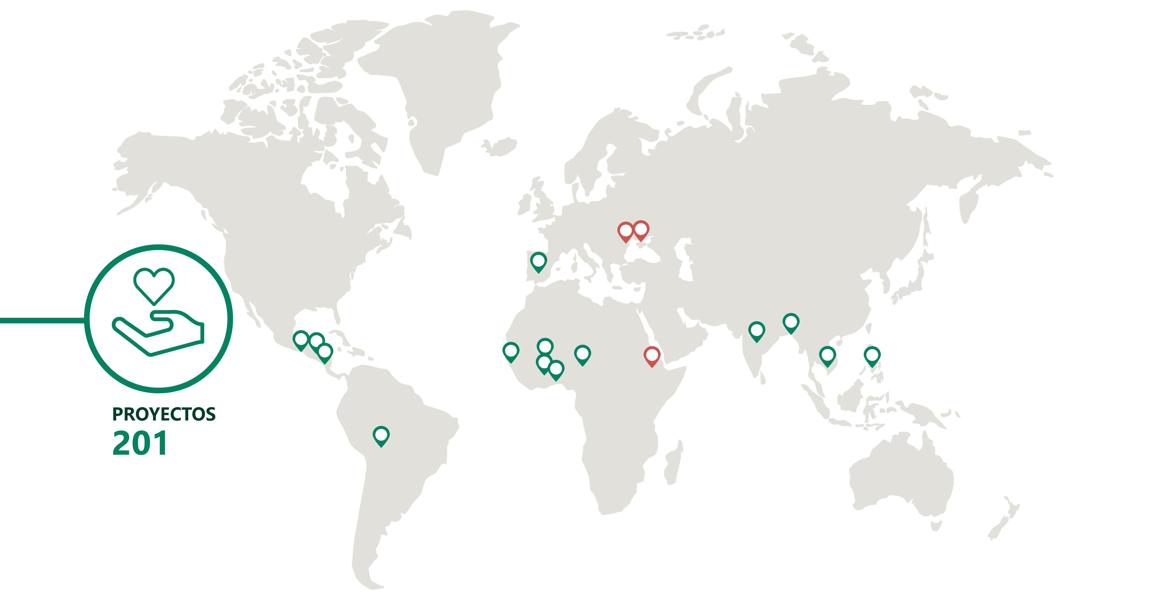 Estamos presentes en 3.676 escuelas e impulsamos 174 proyectos en los que participan 927.881 niñas, niños y jóvenes y 1.853.559 personas adultas de 14 países de América, África, Asia y Europa.
